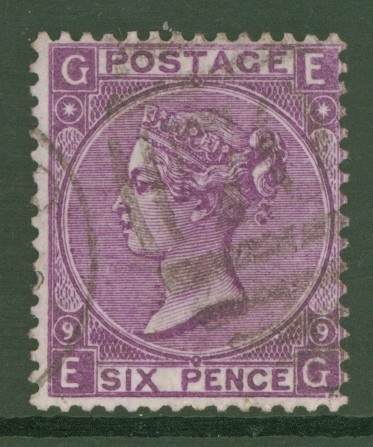 1867 6d Mauve SG 109 Plate 9 E.G.   A Very Fine Used example  with Superb Extra Deep Colour