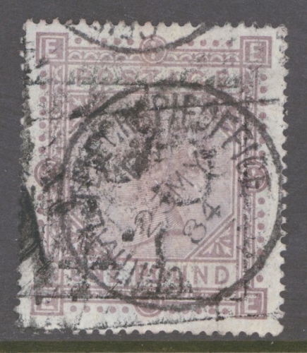 1867 £1 Brown Lilac on Blued Paper SG 132. Lettered E.E.  A Good Sound Used example of this difficult stamp. Cat £6,500