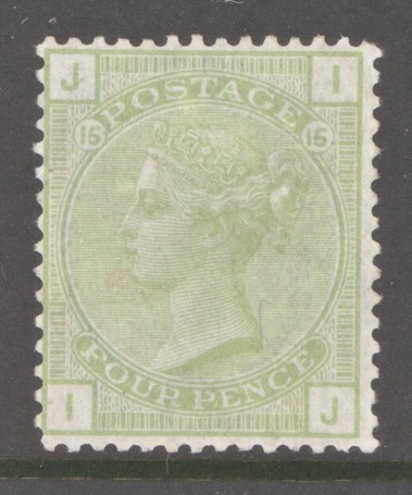 1873 4d Sage Green SG 153 Plate 15. I.J.  A Superb Fresh Lightly M/M example. Cat £1,600