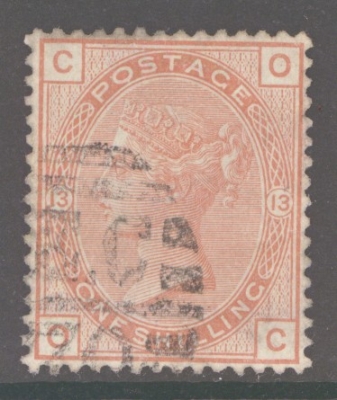 1873 1/- Orange Brown SG 151 A Fine Used example of this difficult stamp. Cat £700