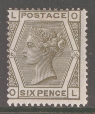 1873 6d Grey SG 147 Plate 16  O.L.  A Fresh M/M example. Cat £500