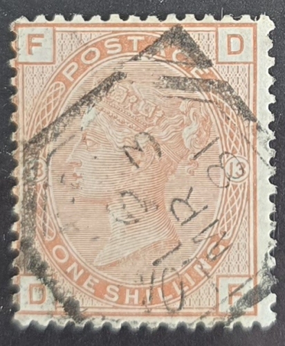 1873 1/- Orange Brown SG 151. D.F. A very fine used example