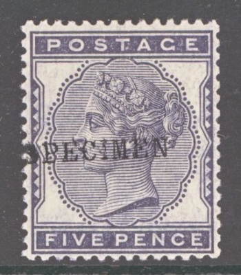 1880 5d Indigo overprinted Specimen SG 169s