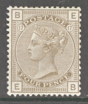 1880 4d Grey Brown SG 160 Plate 17 Fresh lightly M/M