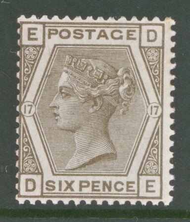 1880 6d Grey SG 161 Pl 17 Lettered D.E. A Superb Fresh Lightly M/M example. Cat £425