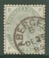 1883 4d Green SG 192 Lettered P.B.  A Very Fine Used example. Cat £210