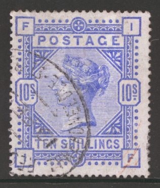 1883 10/-  Ultramarine SG 183  A Fine Used example