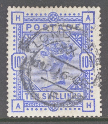 1883 10/-  Ultramarine SG 183  A Fine Used example