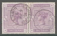 1883 2/6 Deep Lilac SG 179 A Superb Used pair. Cat £450+