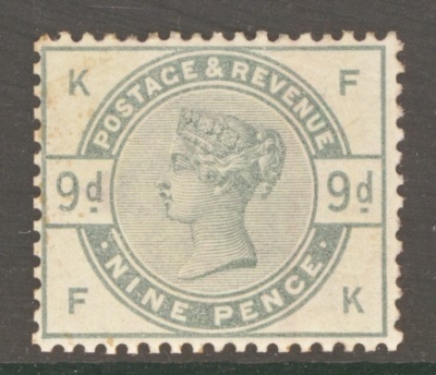 1883 9d Green SG 195 F.K  A  Fresh M/M example with Deep Colour. Toned Gum. Cat £1250