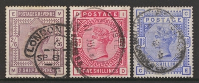 1883 2/6 - 10/- High Value Set Fine Used Catalogue £935