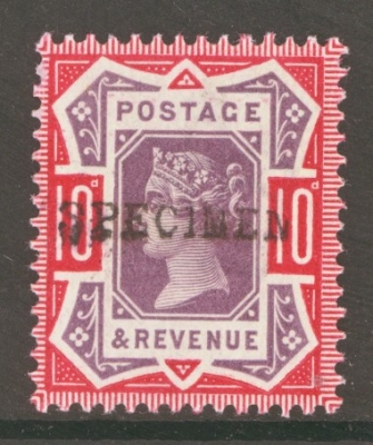 1887 10d Dull Purple + Carmine overprinted Specimen  SG 210s  A  Fresh U/M example