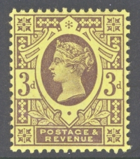 1887 3d Deep Purple on Yellow SG 203  A superb fresh U/M example 