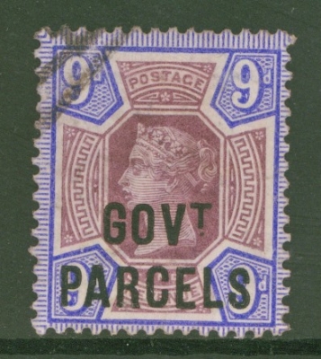 1887 Govt Parcels 9d Dull Purple + Blue SG 067   A Very Fine Used example in a Deep Shade leaving Clear Profile. Cat £1…