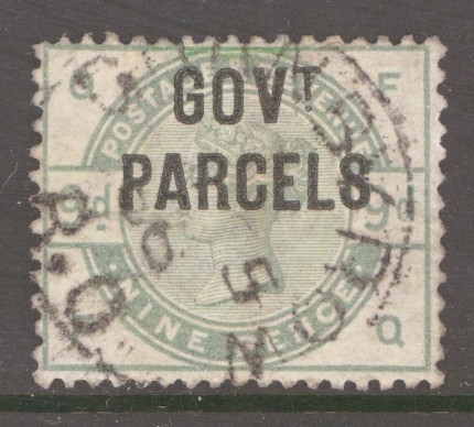 1887 Govt Parcels 9d Green SG 063 F.C.  A Very Fine Used example with Good Colour. A difficult Stamp as Such. Cat £1,200