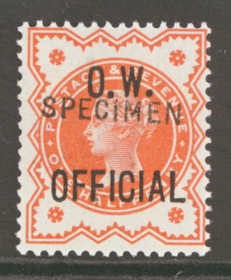 1896 O.W. Official ½d Vermillion with Specimen overprint  SG 031s. A Superb Fresh U/M  example. Ex Samuel collection. C…