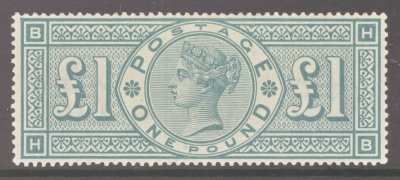 1887 £1 Green SG 212  A Superb Extra Fresh U/M example with Perfect centering. Cat £5,000+