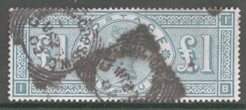 1887 £1 Green SG 212 lettered I.B.  A  Sound Used example