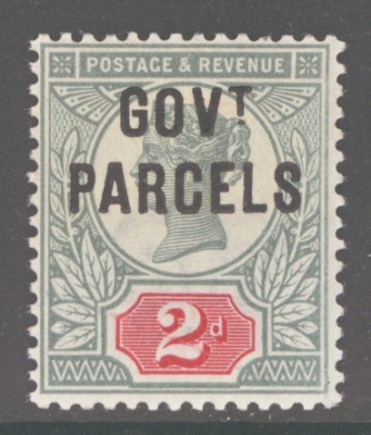 1891 Govt Parcels 2d Grey Green and Carmine SG 070. A Superb Fresh U/M example