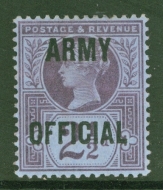 1896 Army Official 2½d Purple on Blue SG O44  A  Fresh Lightly M/M example