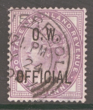 1896 O.W. Official 1d Lilac SG 033. A Fine Used example. Cat £150