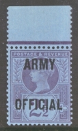 1896 Army Official 2½d Purple on Blue SG O44 A Superb Fresh U/M Marginal example