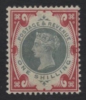 1887 Jubilee 1/- Green & Red SG 214  Fresh U/M example