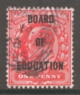 1902 Board of Education 1d Scarlet SG 084 A Fine used example.