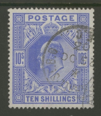 1902 10/- Ultramarine SG 265 A Superb Used Well Centred example in a Deep Shade. A Difficult stamp as such. Cat £750