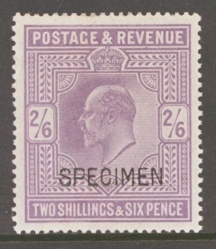 1902 2/6 Lilac overprinted Specimen SG 260s  A Superb Fresh Lightly M/M example. Cat £400