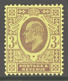 1902 3d Pale Purple on Lemon  SG 233b  A Superb Fresh U/M example