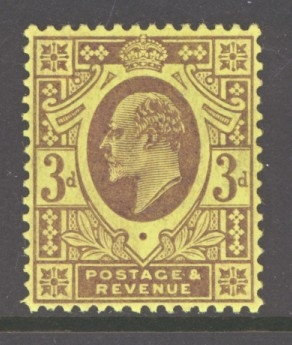 1902 3d  Purple on Lemon  SG 234  A Superb Fresh U/M example