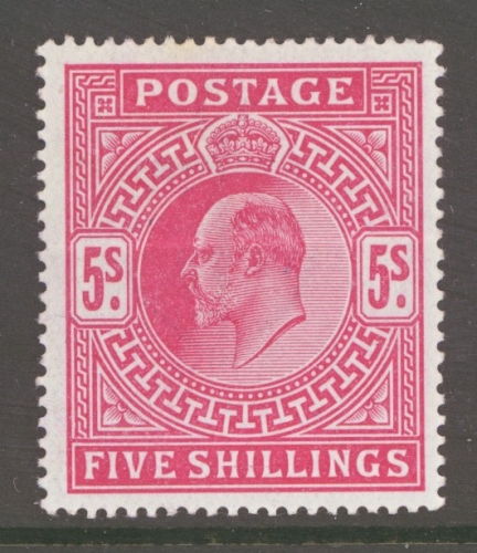 1902 5/- Bright Carmine SG 263 A Fresh U/M example. Horizontal crease. Cat £450