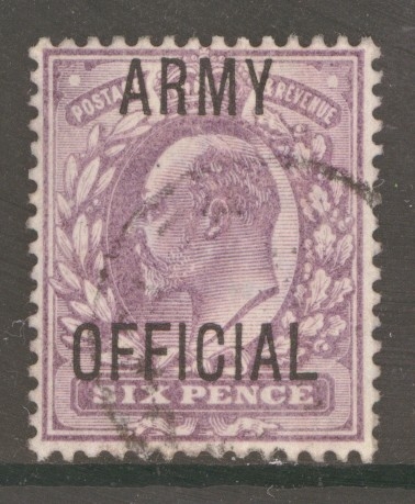 1902 Army Official 6d Dull Purple SG O50 A Very Fine Used example.