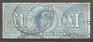 1902 £1 Dull Blue Green SG 266  A Very Fine Used example