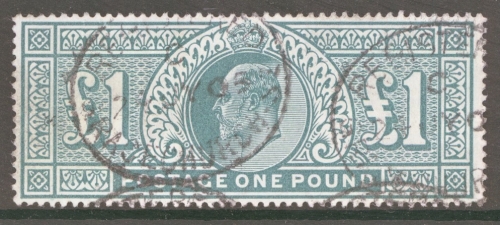 1902 £1 Dull Blue Green SG 266  A Very Fine Used example