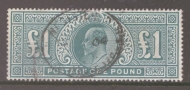 1902 £1 Dull Blue Green SG 266  A Fine Used well centred example