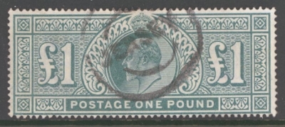 1902 £1 Dull Blue Green SG 266  A Fine Used example. Cat £850