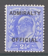 1902 Admiralty Official 2½d Ultramarine SG O105  A Superb Fresh U/M example