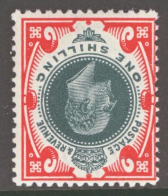 1911 1/-  Deep Green + Scarlet SG 313wi  Inverted Watermark U/M