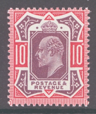 1911 10d Dull Purple + Scarlet SG 309.  A superb Fresh U/M example