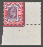 1911 10d Dull Reddish Purple + Scarlet SG 311.  A Fresh U/M corner copy with a light gum wrinkle