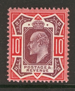 1911 10d Dull Reddish Purple and carmine SG 311  Fresh U/M