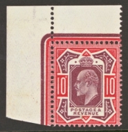 1911 10d Dull Reddish Purple and carmine SG 311  Fresh U/M corner copy