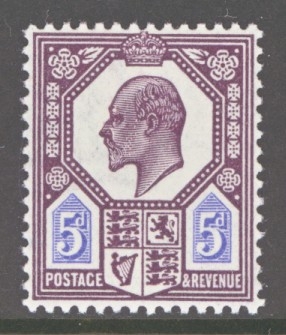 1911 5d Deep Dull Reddish Purple + Bright Blue SG 294  A Superb Fresh U/M example