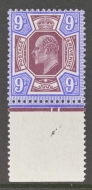 1911 9d Deep Dull Reddish Purple + Deep Bright Blue SG 306a. Spec (M41 2) A Superb Fresh U/M Marginal example with Date Cut