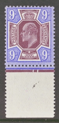 1911 9d Deep Dull Reddish Purple + Deep Bright Blue SG 306a. Spec (M41 2) A Superb Fresh U/M Marginal example with Date Cut