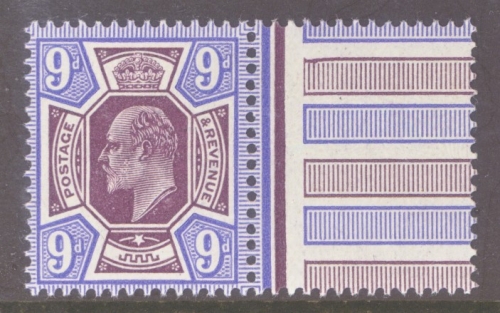 1911 9d Deep Plum + Blue SG 307a  A Superb Fresh U/M marginal example