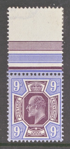 1911 9d Deep Plum + Blue SG 307a  A Superb Fresh U/M marginal example with RPS cert