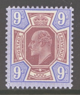 1911 9d Reddish Purple + Light Blue SG 306 A Fresh U/M example